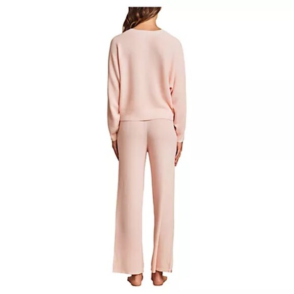 NWT BAREFOOT DREAMS Cashblend Waffle Knit Ankle Pant Bella Pink Size S - Picture 2 of 6